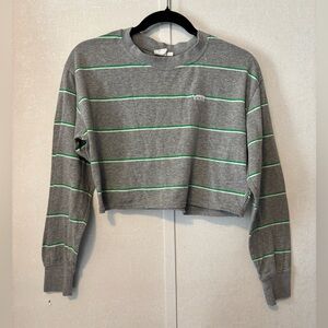 Vans | Women's Crop Top in Gray with Green Stripes | Size XS